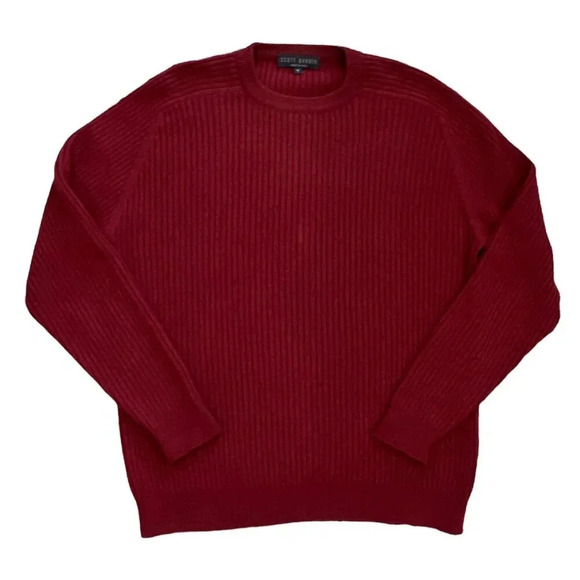 Scott Barber Red Merino Wool Ribbed Knit Sweater M - Picture 1 of 3